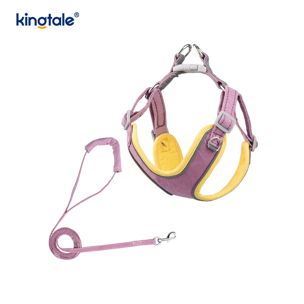 Leather Adjustable Small Pet Dog Cat Bling Rhinestone Harness & Leash Set 