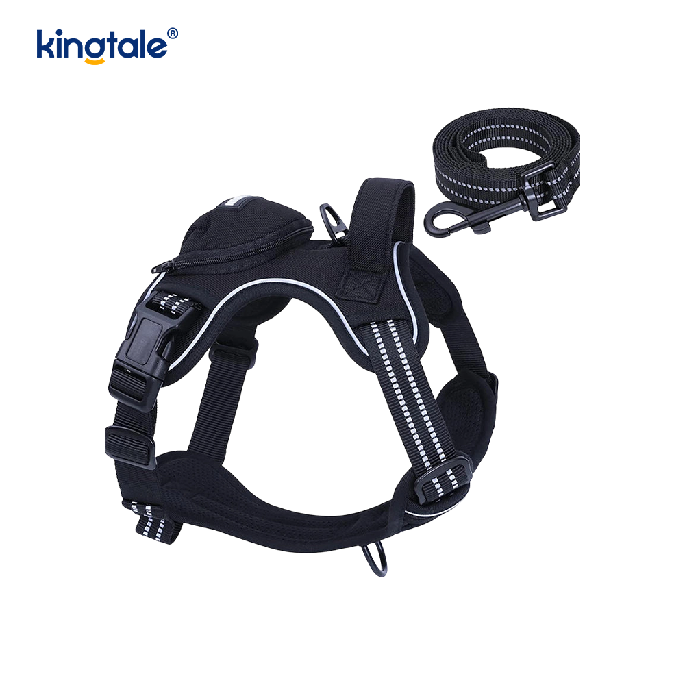 Adjustable No Choke Pet Vest with Dog Leash Reflective Pet Walking Harness 