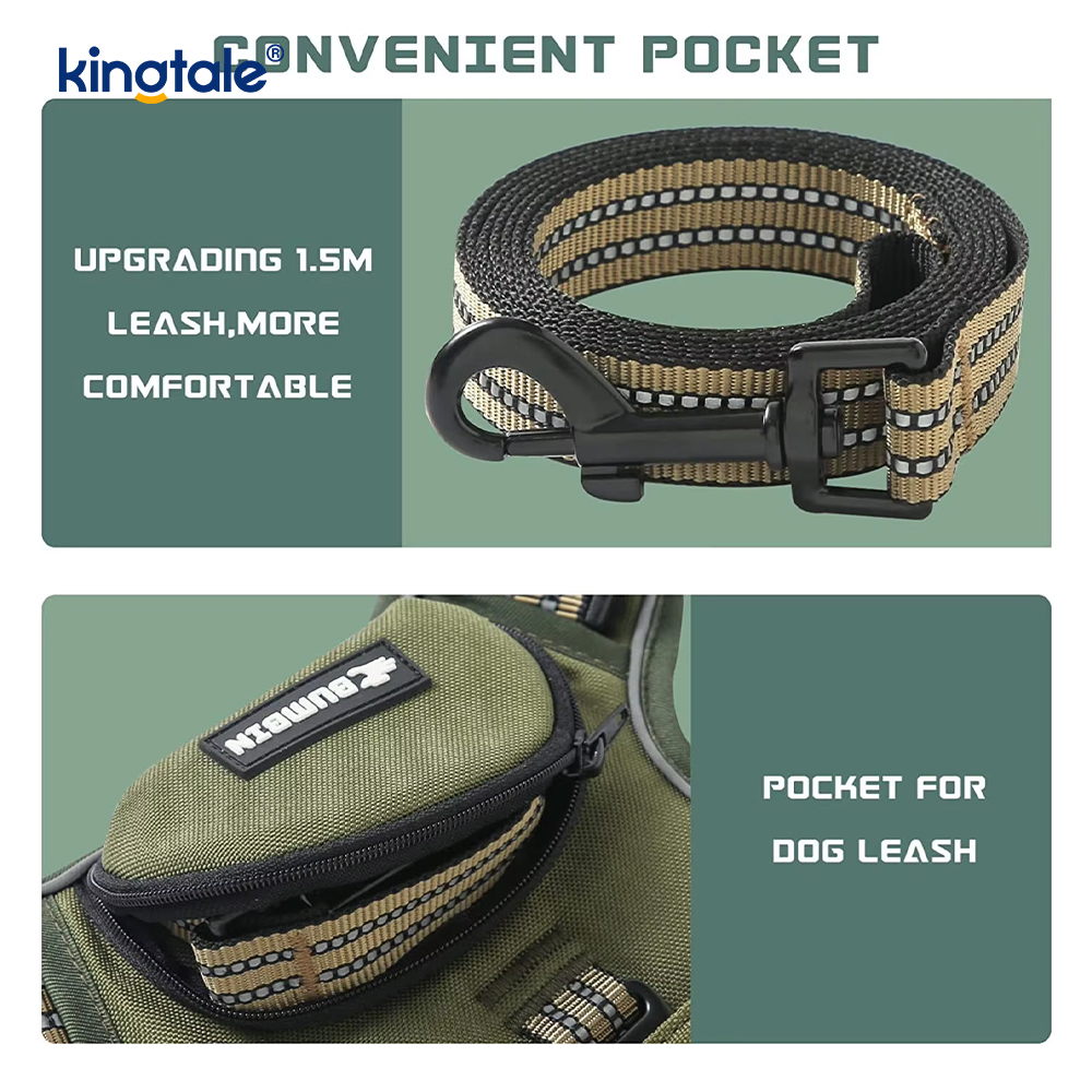 Adjustable No Choke Pet Vest with Dog Leash Reflective Pet Walking Harness 