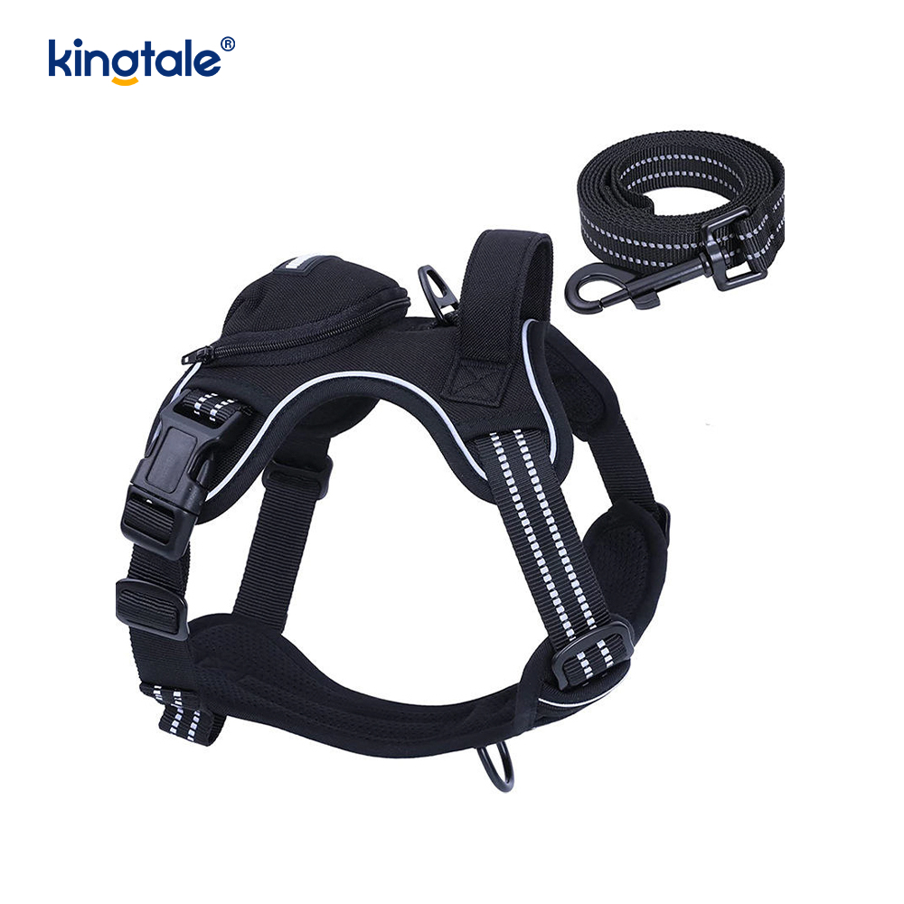 Adjustable No Choke Pet Vest with Dog Leash Reflective Pet Walking Harness 