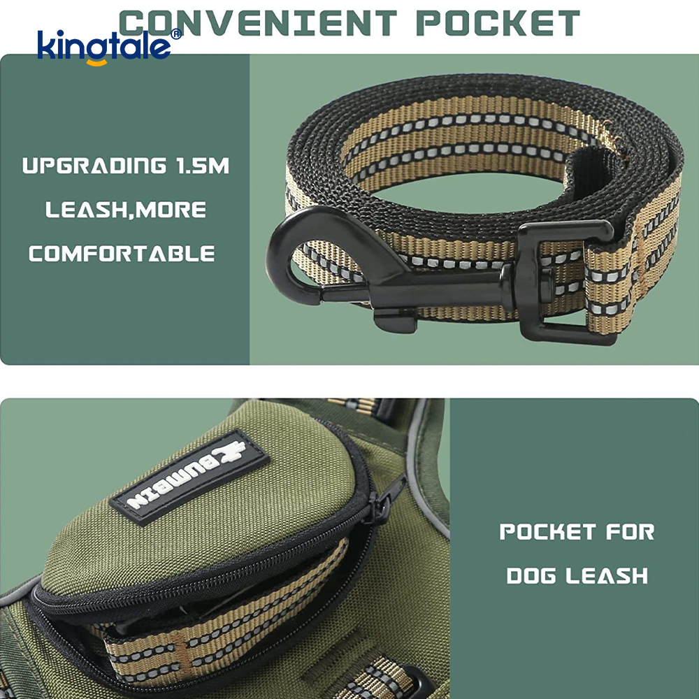 Adjustable No Choke Pet Vest with Dog Leash Reflective Pet Walking Harness 