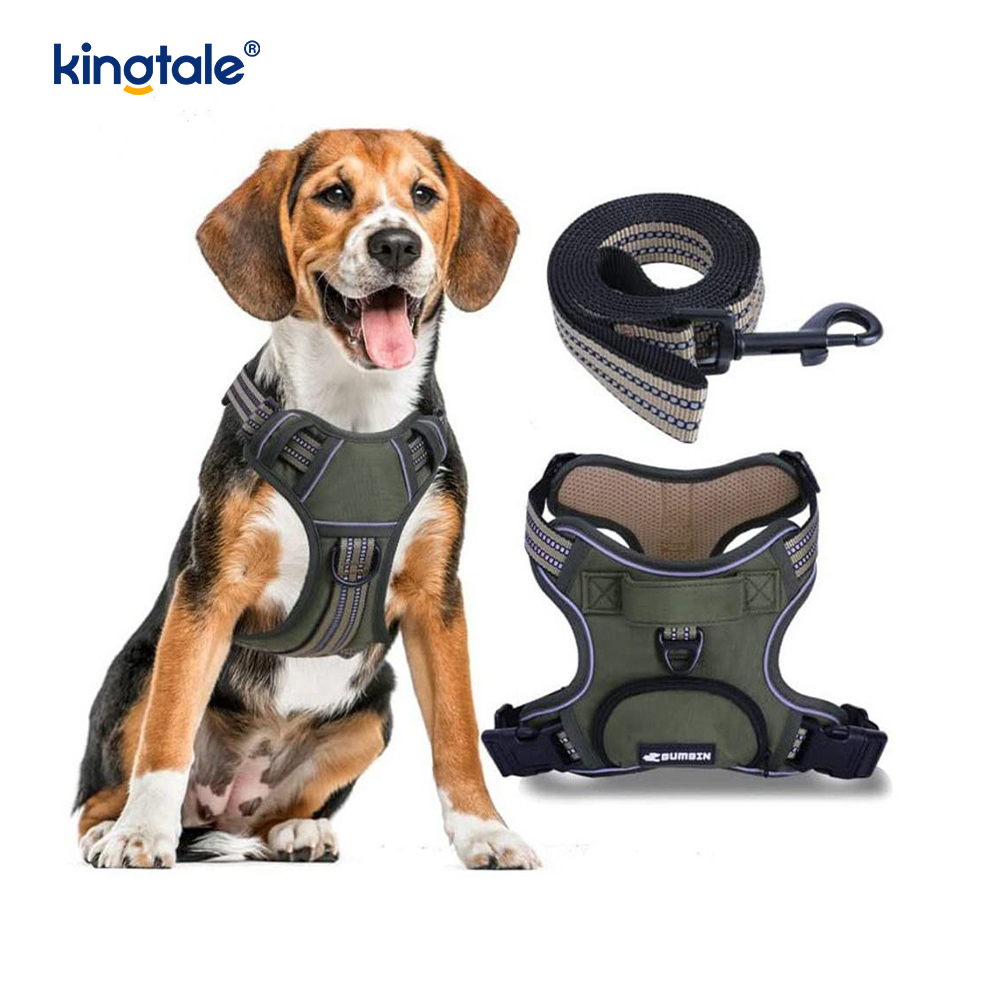Adjustable No Choke Pet Vest with Dog Leash Reflective Pet Walking Harness 