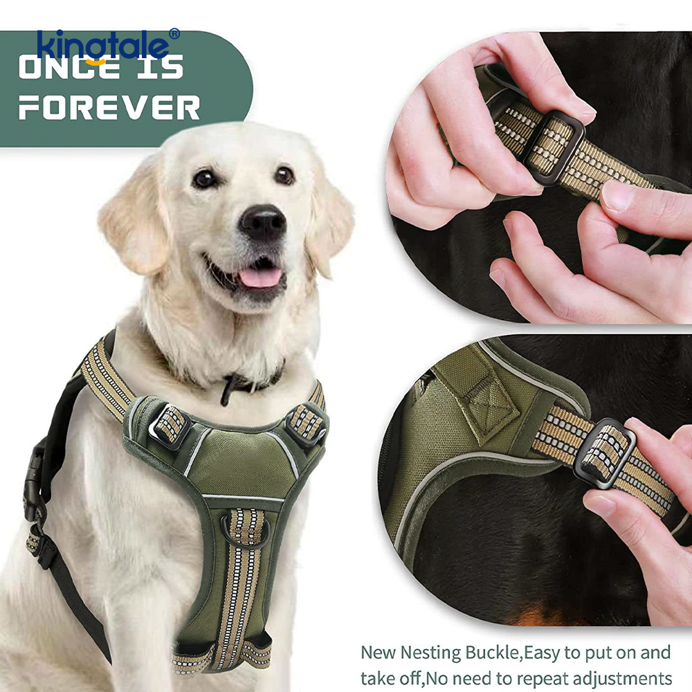 Adjustable No Choke Pet Vest with Dog Leash Reflective Pet Walking Harness 