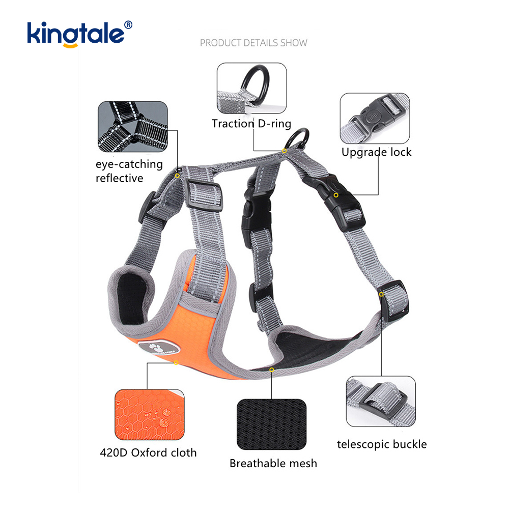 Adjustable Soft Padded No-Pull Pet Harness Reflective Dog Oxford Vest  