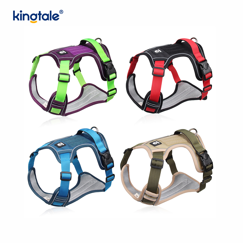 Nylon Rivet Reflective Adjustable Breathable Sport Harness With Dog Leash