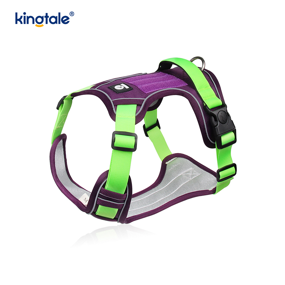 Nylon Rivet Reflective Adjustable Breathable Sport Harness With Dog Leash