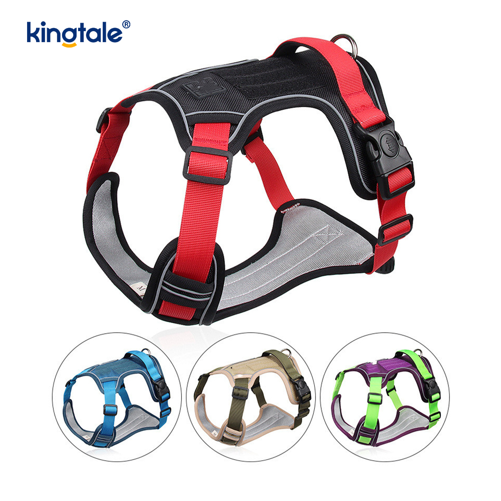 Nylon Rivet Reflective Adjustable Breathable Sport Harness With Dog Leash