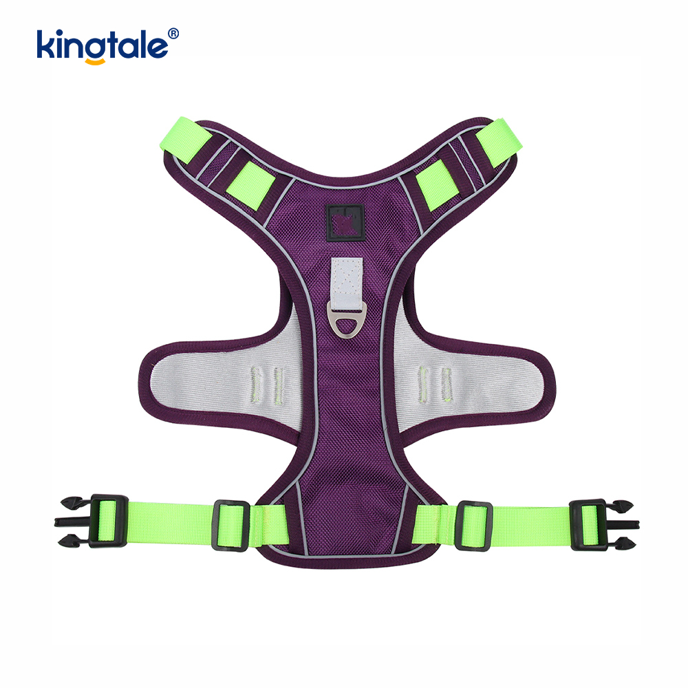 Nylon Rivet Reflective Adjustable Breathable Sport Harness With Dog Leash
