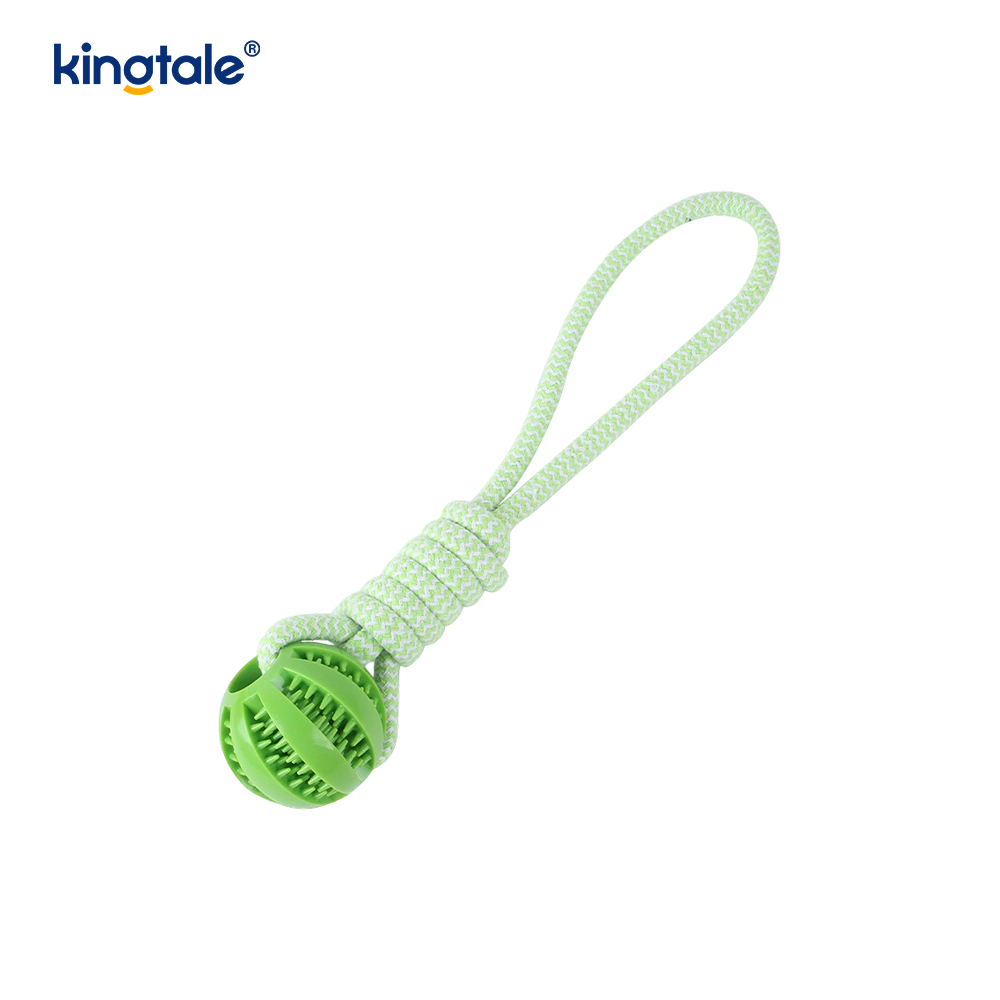 Hand-Pulled Hemp Rope Teeth-Cleaning Rubber Treat-Dispensing Ball Pet Toy
