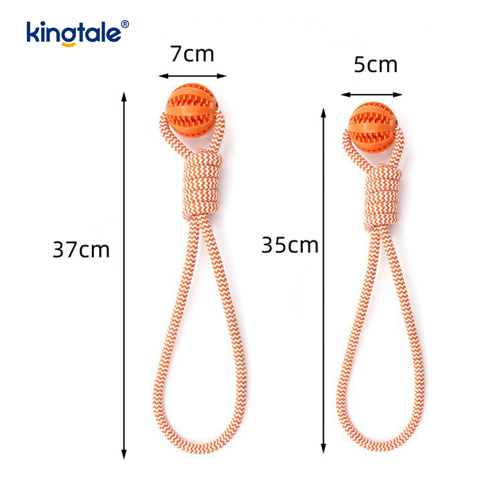 Hand-Pulled Hemp Rope Teeth-Cleaning Rubber Treat-Dispensing Ball Pet Toy
