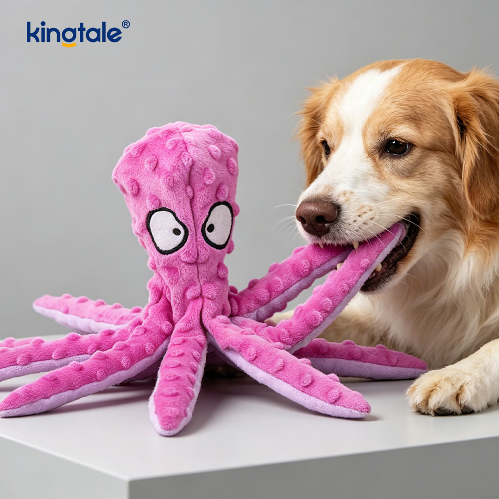 Interactive, Durable, Squeaky Octopus-Shell Plush Pet Toy