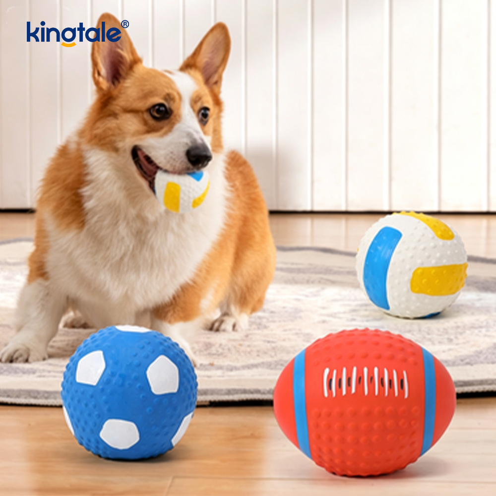 Latex Squeaky Pet Toys (Football, Soccer, Volleyball)