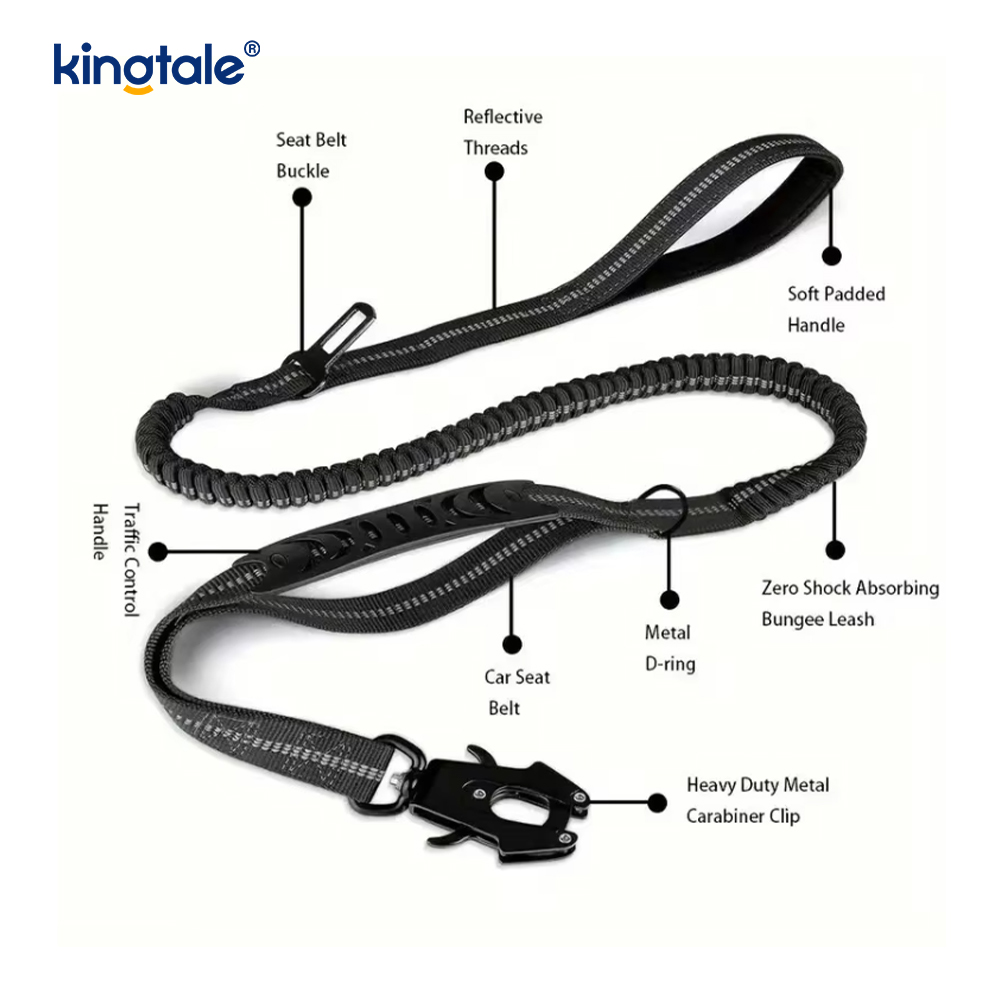 Reflective Nylon Safety Leash Elastic Buffer Solid Dog Car Seat