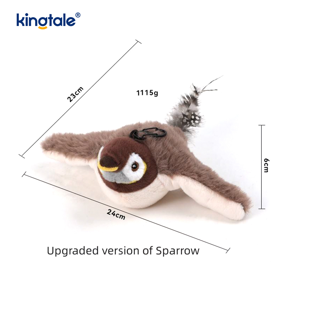 Plush, Realistic Bird/Electric Rechargeable Cat Toy That Makes Sounds When Patted