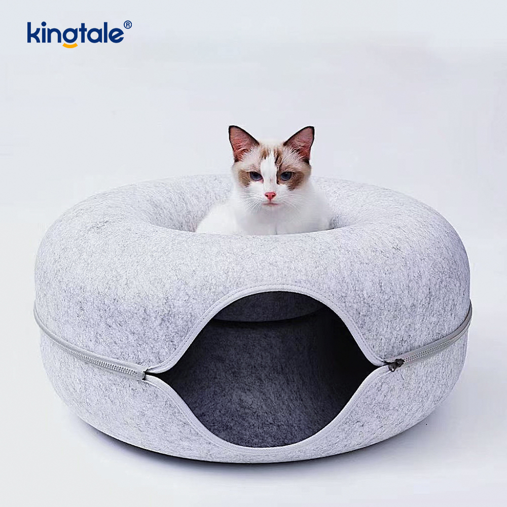 Detachable Round Felt & Washable Interior Cat Play Tunnel Cat Cave Bed Detachable Round Felt & Washable Interior Cat Play Tunnel Cat Cave Bed