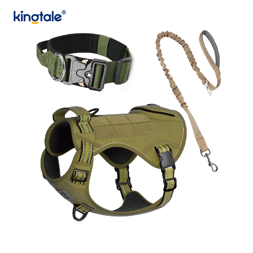 Training Nylon No Pull Dog Collar Leash Harness Set with Control 