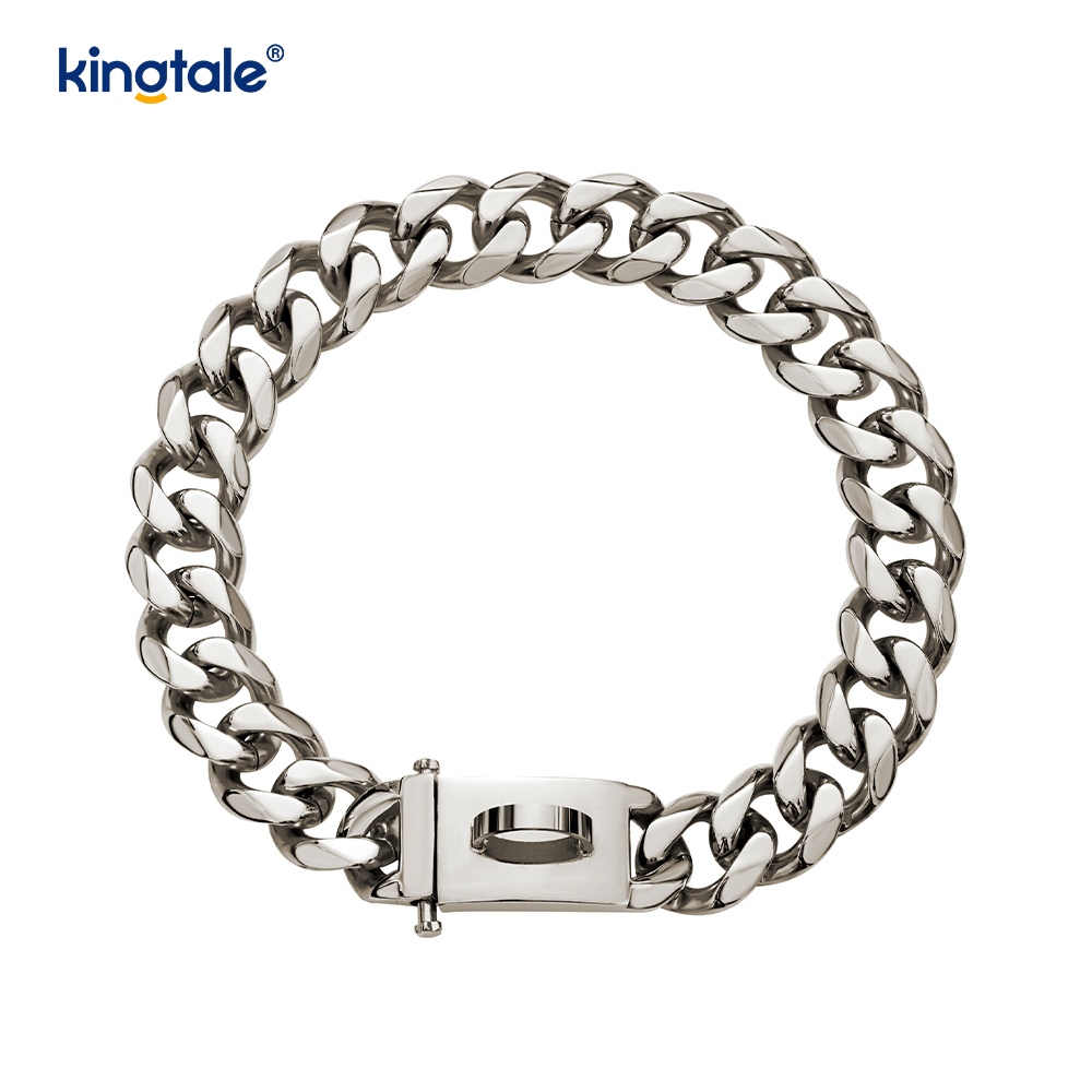 Fashion Plated Stainless Steel Pet Cuban Link Dog Choke Chain Collar