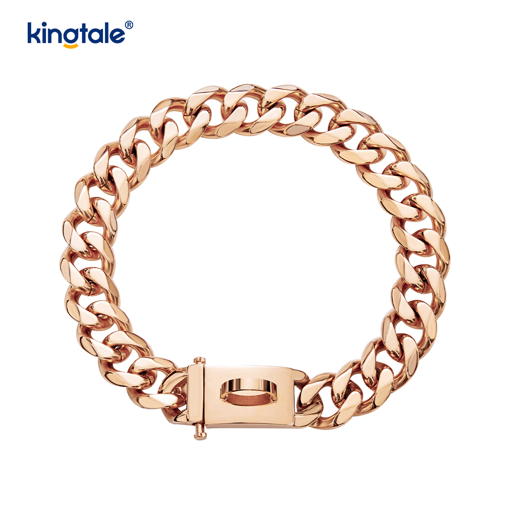 Fashion Plated Stainless Steel Pet Cuban Link Dog Choke Chain Collar
