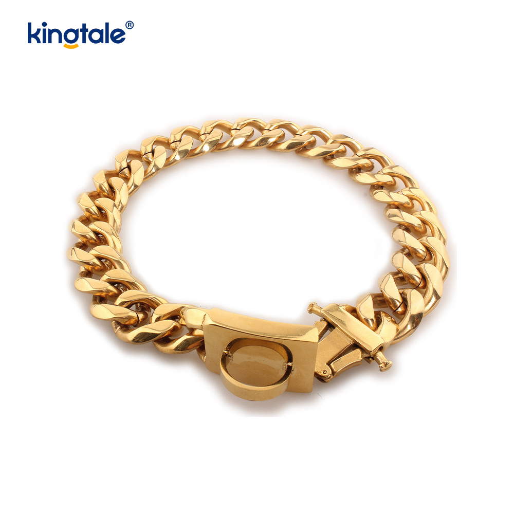 Fashion Plated Stainless Steel Pet Cuban Link Dog Choke Chain Collar