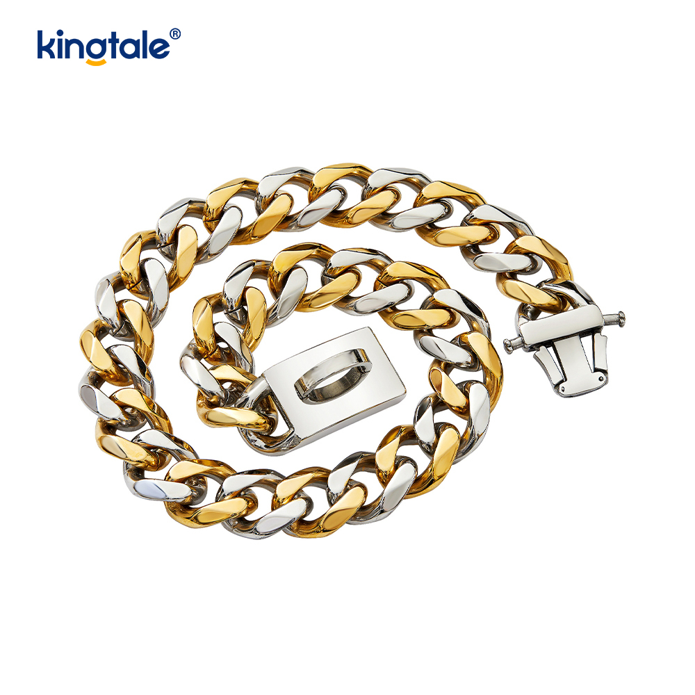 Fashion Plated Stainless Steel Pet Cuban Link Dog Choke Chain Collar