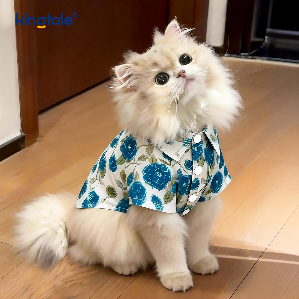 Shirts Hawaiian Style Dog T-Shirts Summer Beach Dog Apparel Cat Outfit Shirt 