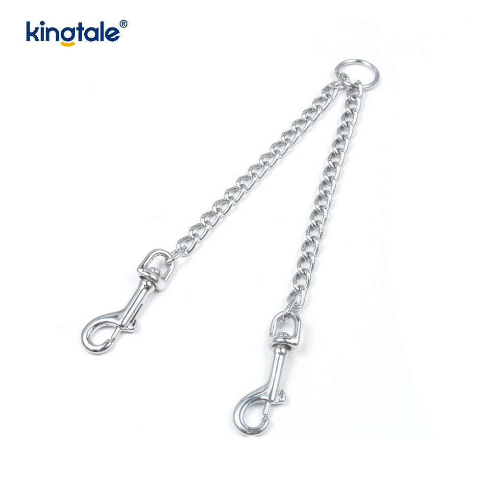 Heavy Duty 2 Way Dog Lead Metal Chain Double Pet Clip Leash  