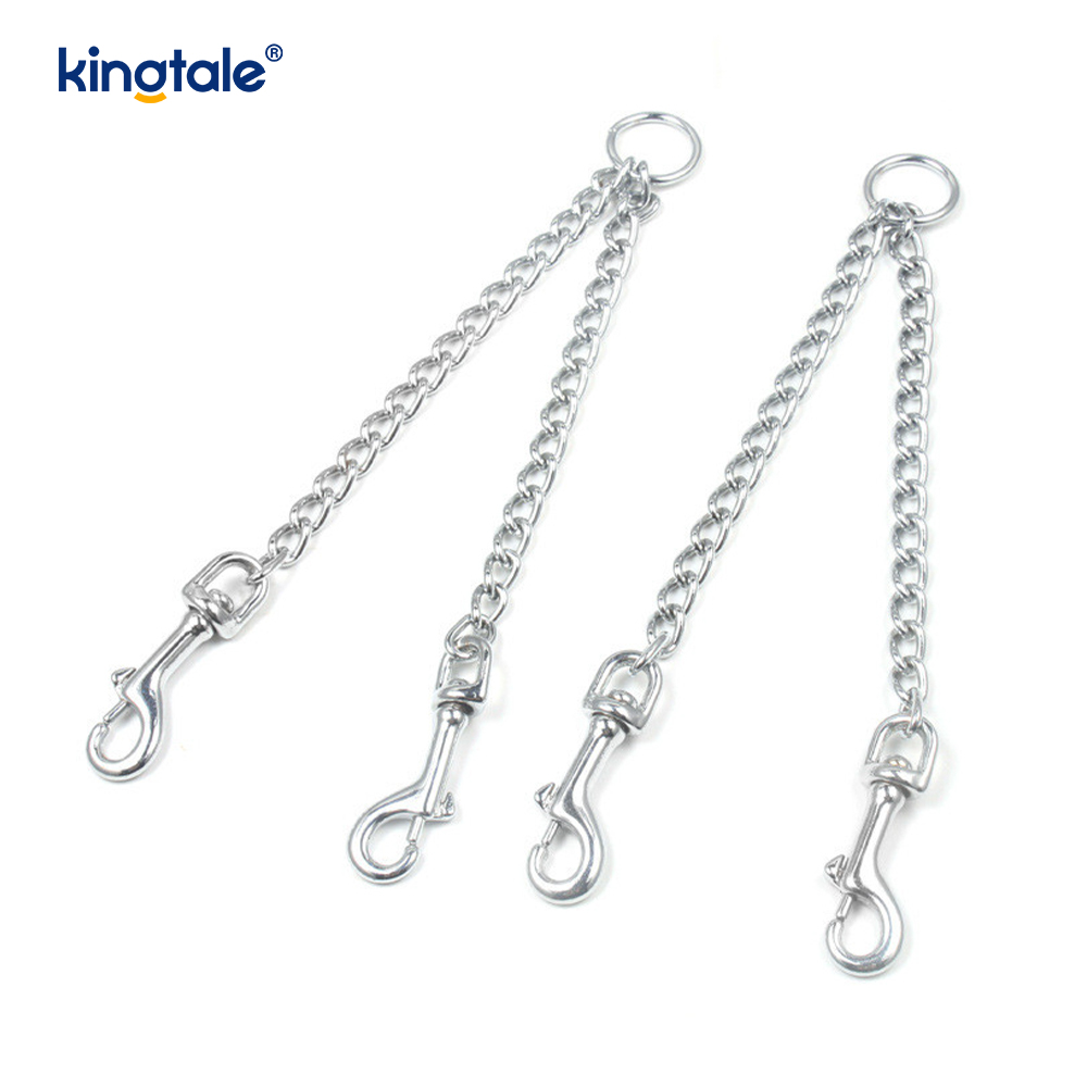 Heavy Duty 2 Way Dog Lead Metal Chain Double Pet Clip Leash  