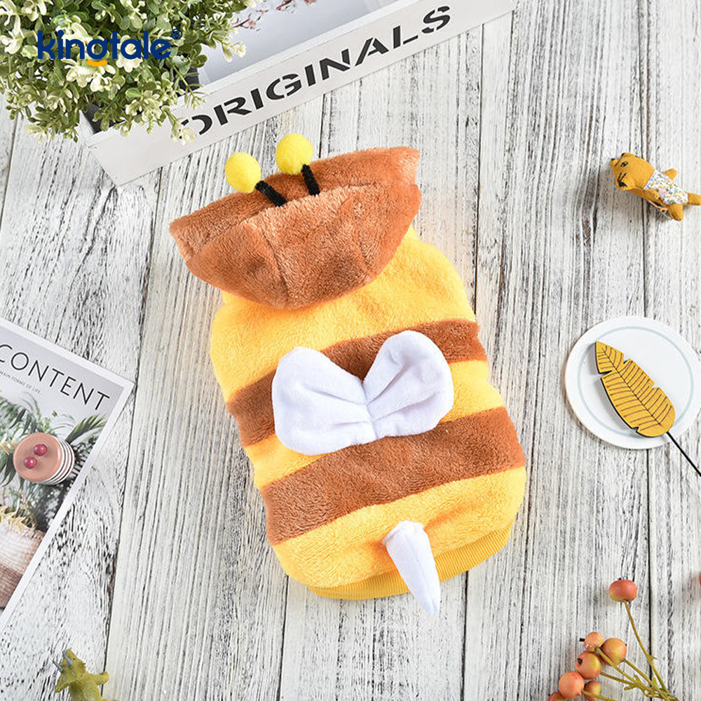 Honeybee Print Pet Sweater Costume in Warm Coral Fleece