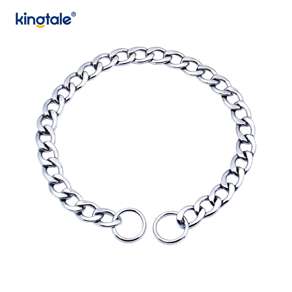 Chrome Plated Flat Metal Dog Choke Chain Dog Collar for Pets