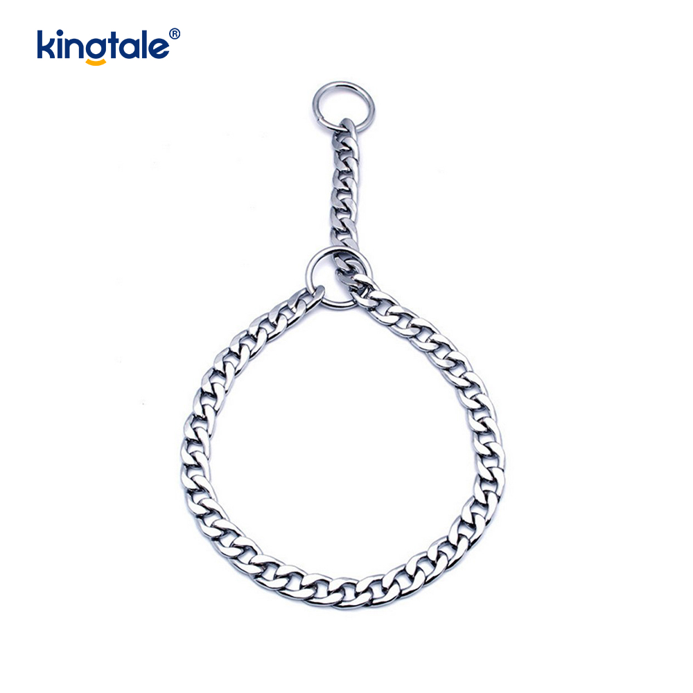 Chrome Plated Flat Metal Dog Choke Chain Dog Collar for Pets