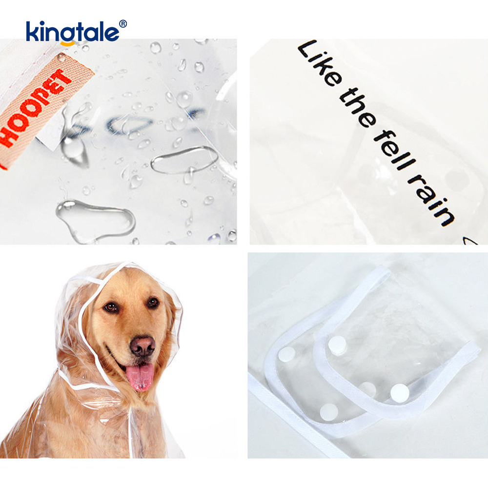Dog Poncho Waterproof Slicker Rain Jacket with Hood Transparent Dress