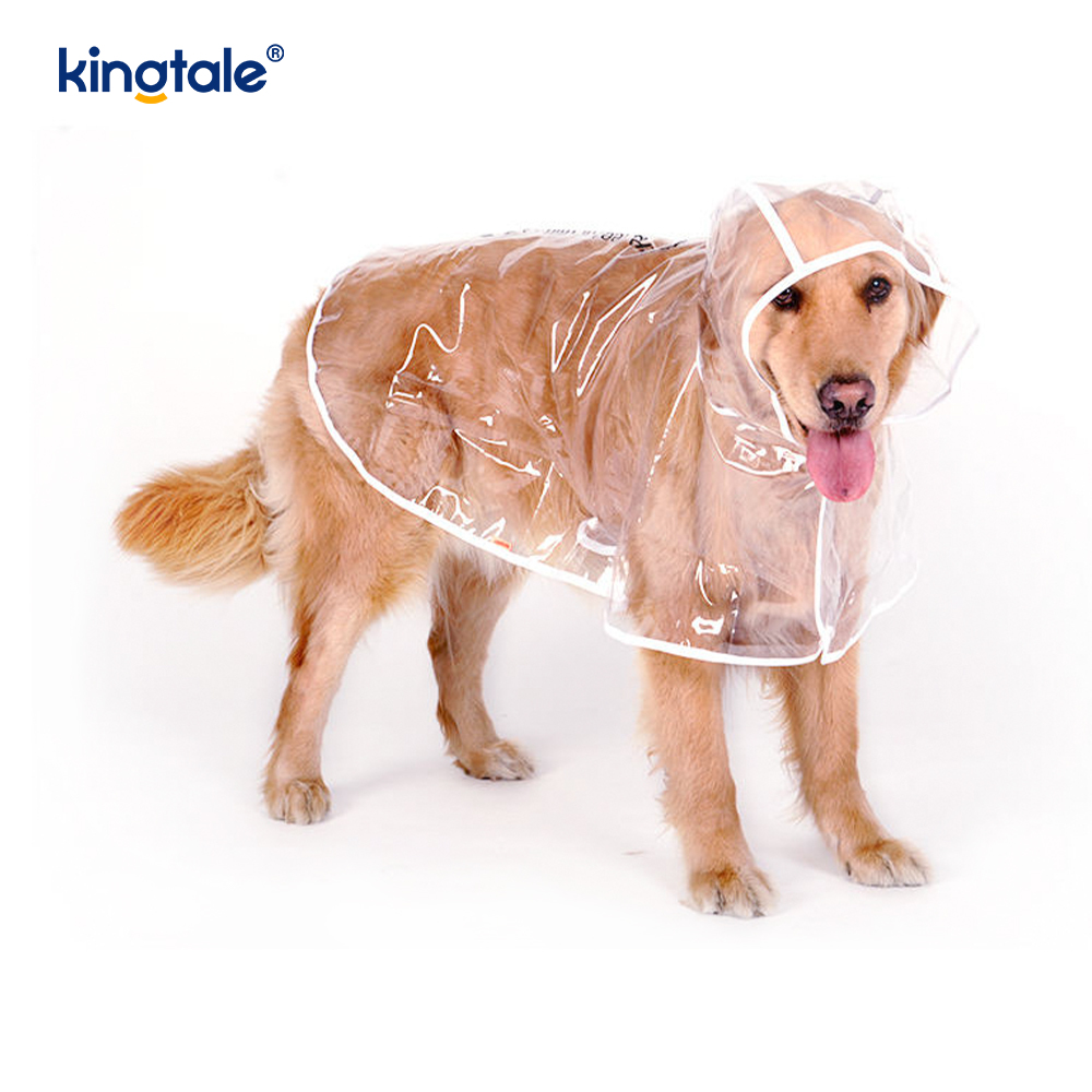 Dog Poncho Waterproof Slicker Rain Jacket with Hood Transparent Dress
