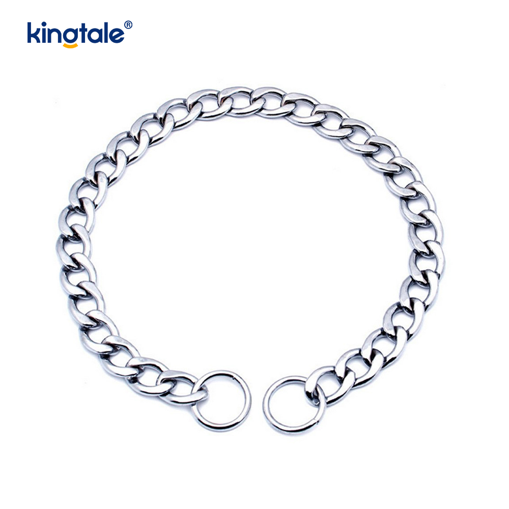 Chrome Plated Flat Metal Dog Choke Chain Dog Collar for Pets