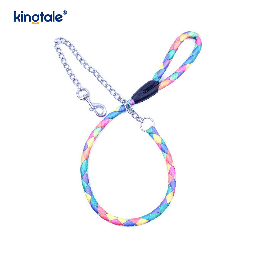  Chewproof Dog Leash Strong Rope with Anti-Chewing Chain for M L Dogs 