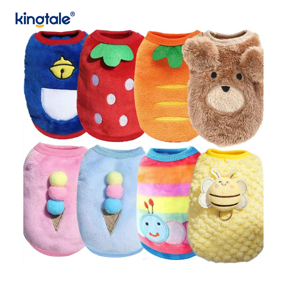 Cartoon Warm Flannel Warm Dog And Cat Vest Clothes