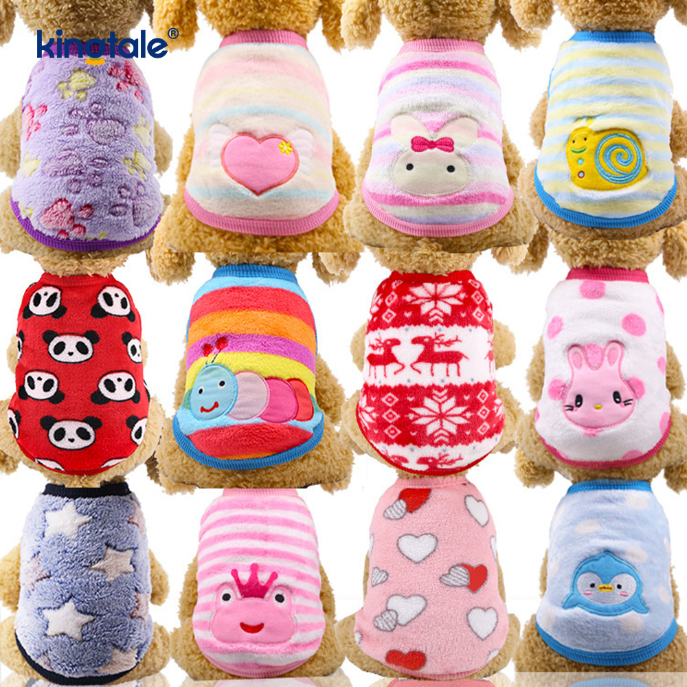 Cartoon Warm Flannel Warm Dog And Cat Vest Clothes