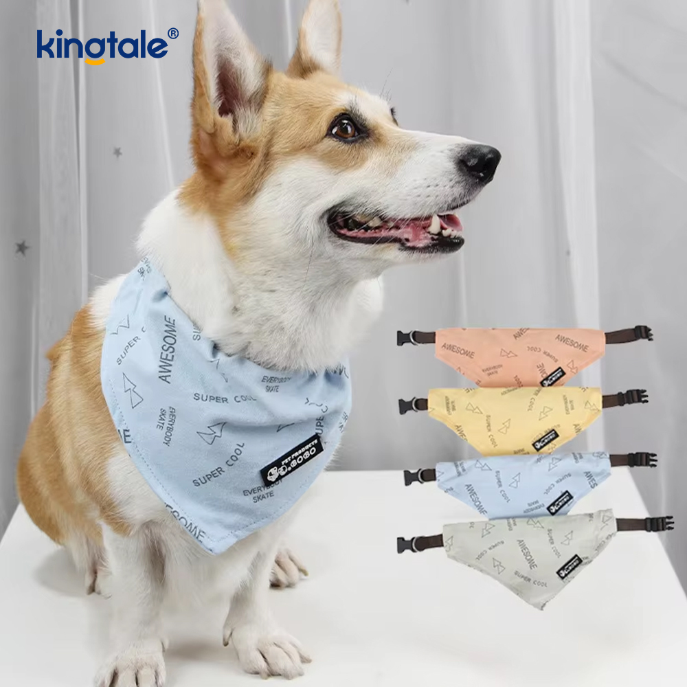 Dog Bandana Personalized Cotton Breathable Puppy Kerchief with Pet Collars 