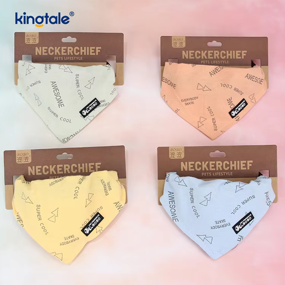 Dog Bandana Personalized Cotton Breathable Puppy Kerchief with Pet Collars 