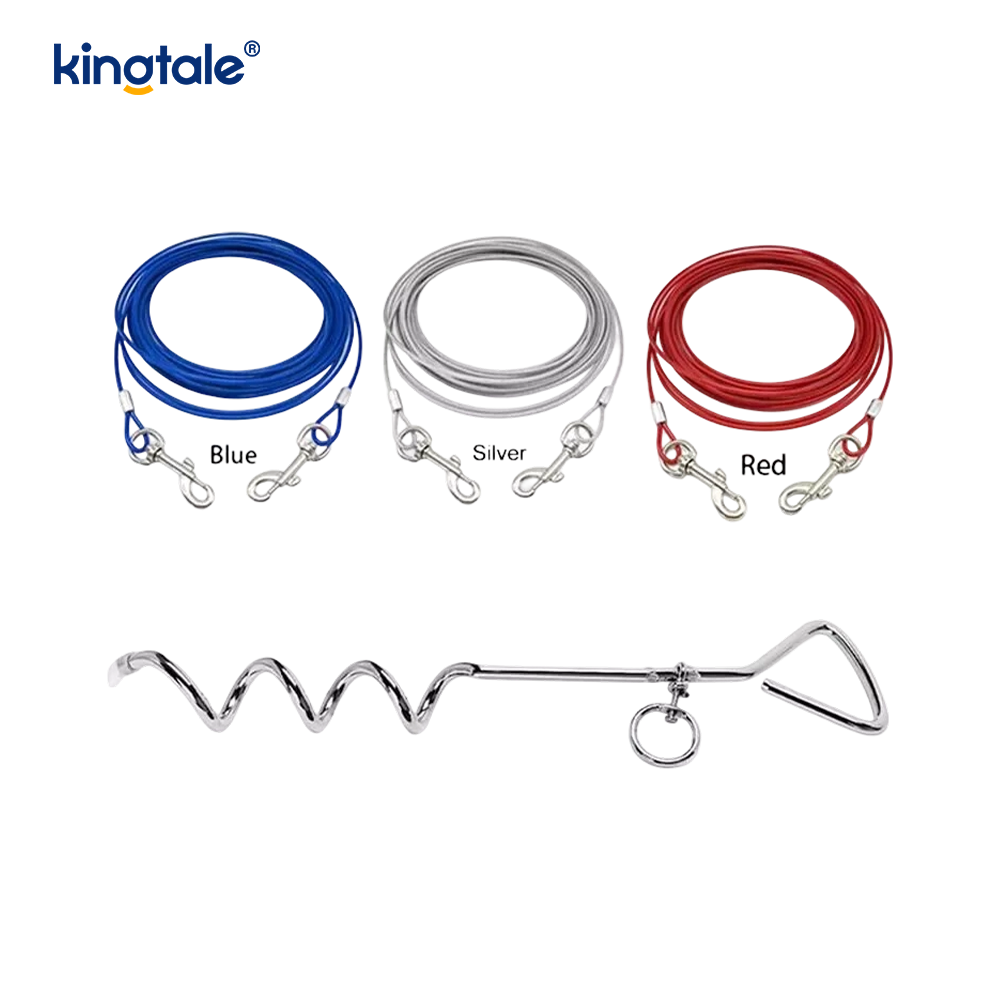 High Carbon PVC Coated Steel Wire Dog Tie Out Stake Cable and Stake Outdoor