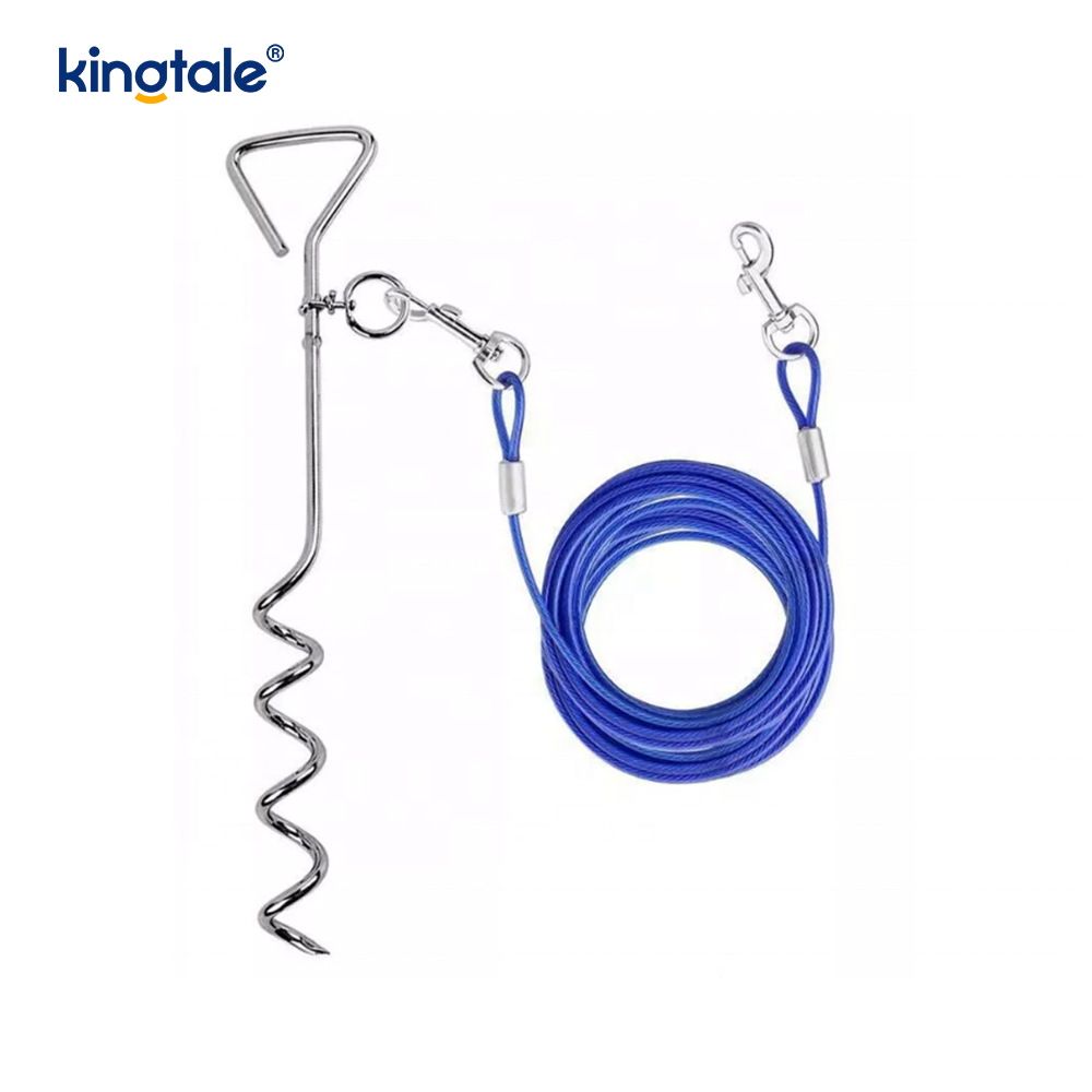 High Carbon PVC Coated Steel Wire Dog Tie Out Stake Cable and Stake Outdoor