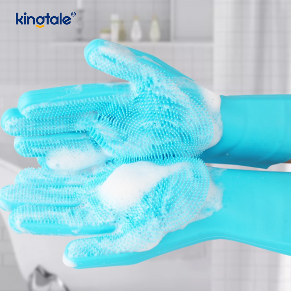 Multi-Purpose Silicone Pet Grooming Gloves with Soft Bristles