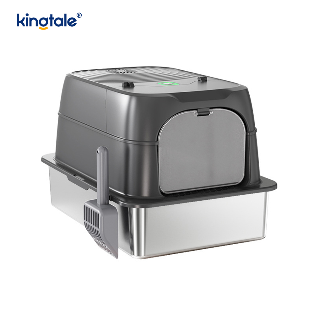 Kingtale Enclosed Metal Stainless Steel Litter Box with Lid Kingtale Enclosed Metal Stainless Steel Litter Box with Lid