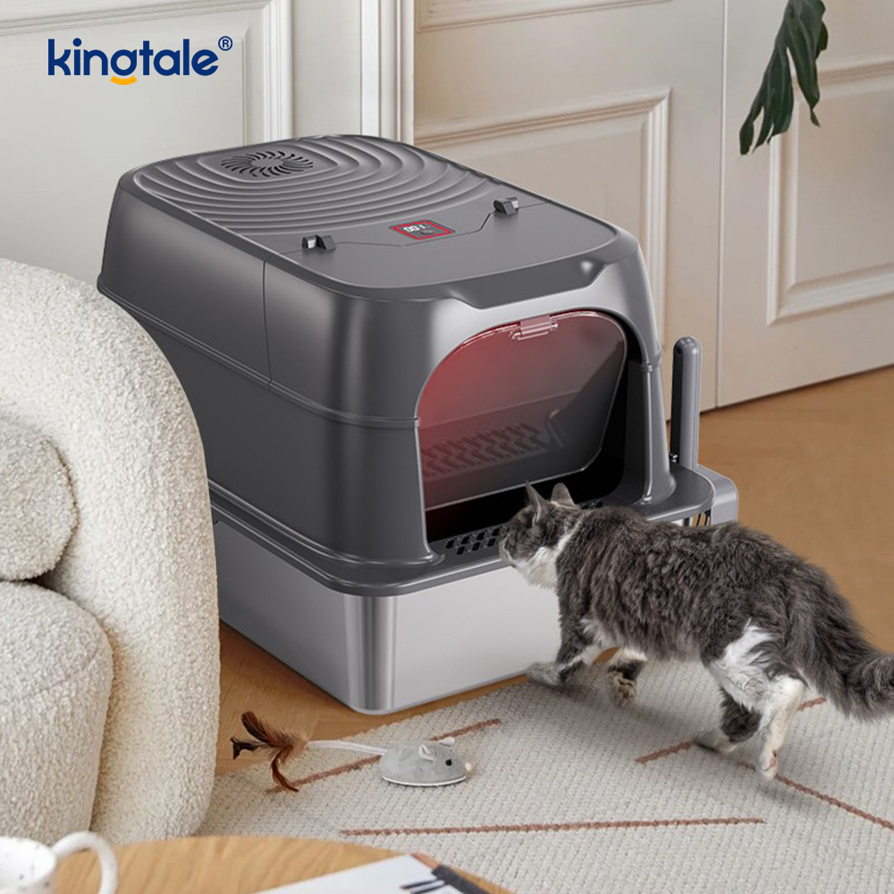 Kingtale Enclosed Metal Stainless Steel Litter Box with Lid Kingtale Enclosed Metal Stainless Steel Litter Box with Lid