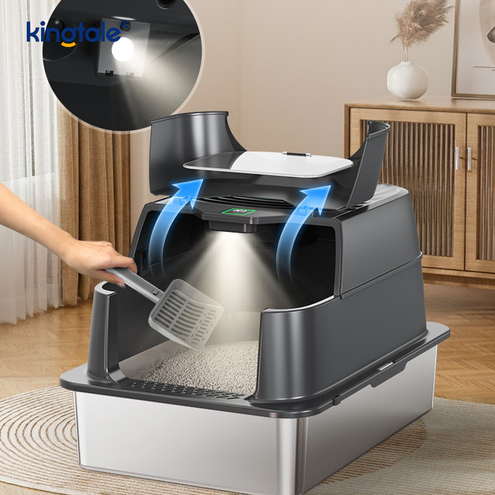 Kingtale Enclosed Metal Stainless Steel Litter Box with Lid Kingtale Enclosed Metal Stainless Steel Litter Box with Lid