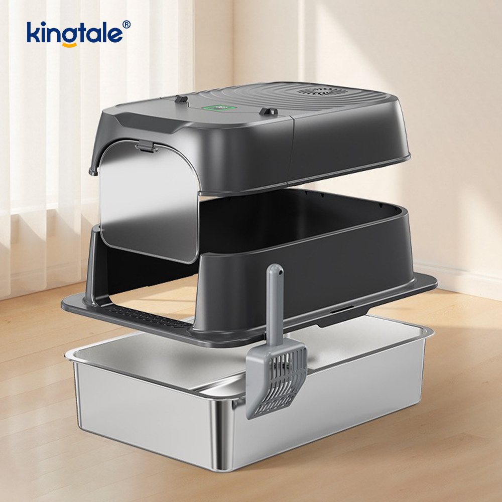 Kingtale Enclosed Metal Stainless Steel Litter Box with Lid Kingtale Enclosed Metal Stainless Steel Litter Box with Lid